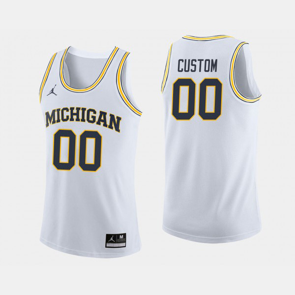 Men University of Michigan #00 Custom White Jordan Brand College Basketball Jersey